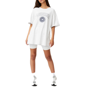 เสื้อยืดคอกลมแขนสั้นสำหรับผู้หญิง,เสื้อยืดคอกลมแขนสั้นผ้าฝ้าย100% สีพื้นพิมพ์โลโก้แบบกำหนดเอง - Product Image 4