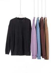 Sudadera de Cuello Redondo de Algodón para Hombre, Informal, Holgada, Gruesa, Deportiva, con Estampado Sólido, Sin Capucha - Product Image 6