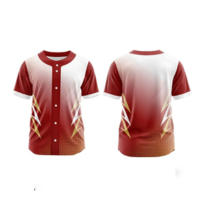 Maillot de baseball athlétique pour homme boutonné avec manches courtes et tissu polyester de contrôle de l'humidité pour le confort des jours de match - Product Image 3
