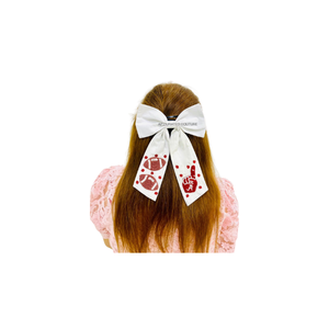 Accessoire de cheveux tendance pour femme, nœud de football brodé et perlé, avec logo personnalisé, fait main, pour le jour du match 2026, AP CURATED - Product Image 1