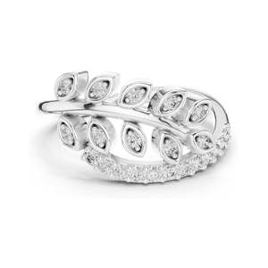Bague en forme de feuille avec diamant de laboratoire en forme de poire de 0,268 carats pour femme, clarté VVS-VS EF, or 18 carats, 14 carats, 10 carats et argent 925, moissanite - Product Image 1