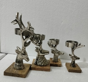 RTS superventas hecho a mano oro/plata forma de ciervo Metal Navidad portavelas Decoración de mesa interior Reno individual - Product Image 1