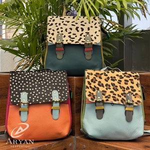 Venta superior Mochila para mujer Bolsa personalizada con estampado de animales Bolso convertible de cuero reciclado Mochila de viaje de negocios de cuero colorido - Product Image 1