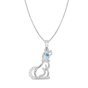 Collier pendentif chien CLARA fait main en argent sterling 925 avec sertissage clos et plaqué or, idéal pour un cadeau ou une fête, motif numéroté - Product Image 1