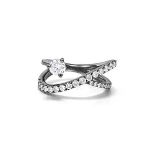 Nouvelle bague de pinky en or jaune 10 carats plaqué rhodium avec diamant de laboratoire certifié IGI - Coupe Radiant, Cushion ou Poire - Product Image 1
