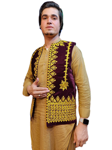 Gilet élégant pour homme en laine afghane décontracté d'automne respirant Broderie traditionnelle Mariage Événements festifs Événements culturels Classique - Product Image 6