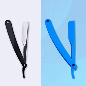 Rasoir à lame double léger et réutilisable pour hommes, dernière couleur bleue, rasoirs à cheveux berbères, manche en bois - Product Image 2