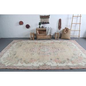 Tapis turc 7,2 x 11,1 pieds, tapis vintage surdimensionné, tapis en laine à bordure blanche - Product Image 3