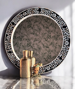 Espejo de pared MDF moderno de lujo con diseño de nácar hecho a mano perfecto para decoración del hogar boda Bar Mitzvah Baño - Product Image 1