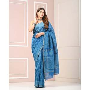 Sari Chanderi con Estampado Digital y Blusa Hecha de Tela de Chifón - Product Image 3