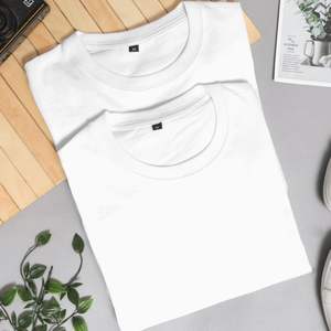 เสื้อยืดผู้ชายผ้าฝ้าย100% ปรับแต่งได้สีทึบแขนสั้นสีขาวล้วนน้ำหนัก220กรัม - Product Image 5