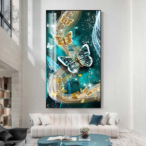 Mavi altın kelebekler Modern hayvan duvar sanat lüks resim baskı tuval Poster ev koridor dekor için yağlıboya ev duvar - Product Image 3