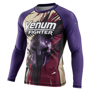 High Quality Long Sleeve Fighter <b>Compression</b> <b>Shirt</b> Rash Guard Quick Dry Workout Gym Fitness Running Venum Fighter Rash Guard - Product Image 1