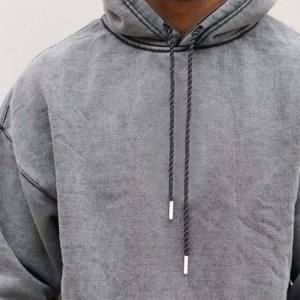 Top qualité hiver Street Wear 400gsm lavage à l'acide fermeture éclair complète nous en détresse broderie Patch pull à capuche hommes et sweats garçon - Product Image 3