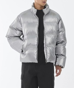 Chaqueta acolchada metálica para hombre con cuello alto y cremallera, abrigo de invierno, diseño personalizado - Product Image 1