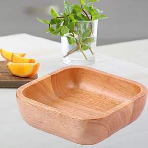 Bol de service carré en bois naturel, écologique, pour pâtes, salades, collations, riz, passe au lave-vaisselle, vaisselle moderne de luxe - Product Image 1
