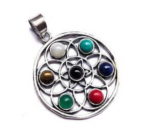 Pierre naturelle 7 pendentifs Chakra meilleure qualité, pendentif graine de vie, meilleure vente - Product Image 2