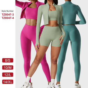 Sujetador deportivo con espalda cruzada para mujer, conjunto de Yoga, venta al por mayor, logotipo personalizado, sin costuras, Color sólido, de talla grande, correr, Fitness, dos piezas, adultos - Product Image 4