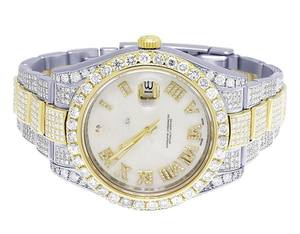 พรีเมี่ยม VVS Moissanite หน้าปัดเพชรโรมันนาฬิกาฮิปฮอปอัตโนมัติญี่ปุ่นสองโทนแฟชั่นสุดเท่สำหรับผู้ชาย - Product Image 4