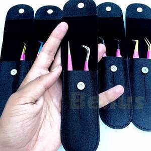 Pince à cils en acier inoxydable à 45 degrés pour une prise en main précise et confortable pour une application étendue des cils - Product Image 2