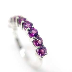 3mm corte redondo amatista púrpura CZ halfEternity boda banda 18K chapado en oro diamante para compromiso aniversario regalo - Product Image 3