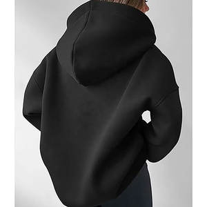 Sudadera con capucha gruesa personalizada para mujer, Color sólido, manga larga, deporte, gimnasio, Polar, pulóver, sudaderas lisas con capucha para mujer - Product Image 2