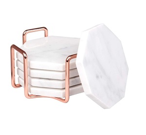 Hot Selling <b>White</b> Marble Tea <b>Coaster</b> New Design Handmade Table Top Coffee Mat Direct Manufacturer - Product Image 2