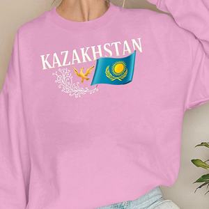 KAZAJISTÁN con ilustración de bandera sudaderas de mujer - Product Image 2