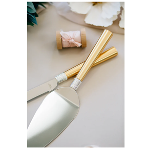 Excellent Quality Steel <b>Cake</b> Server With Brass Handle Good Quality <b>Cake</b> Knife & Serving <b>Set</b> With Matte Polish for Selling - Product Image 5