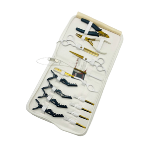 Custom Logo White Gold Nano Ring Hair Extension Tools Kit Set With <b>Hairdressing</b> Scissor & Alligator <b>Clips</b> Hair Extension Pliers - Product Image 1