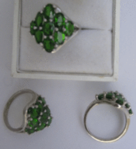 Bague en argent sterling 925 Shah Gems pour femme, avec grappe de diopside chromé naturel, pour usage quotidien, pierre taillée - Product Image 1