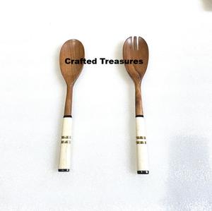 GENIUNE ACACIA Wood and Resin <b>Salad</b> Server Wooden <b>Salad</b> <b>Tool</b> Kitchenware Wedding Events Hotel Restaurant New Product Ideas - Product Image 4