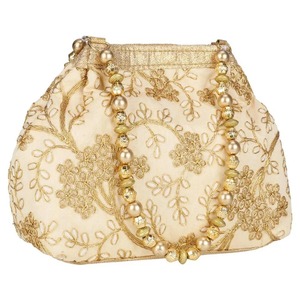 Potli Bag For Women Ethnic Designer Embroidery Work Batwa Pearls Handle Evening Handbag Stylish Bridal Fashion <b>Wristlet</b> - Product Image 6