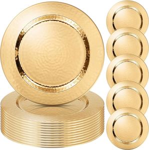 100 pièces de plaques de service en acier inoxydable écologiques couleur or pour les événements, créant une ambiance royale et une décoration de table élégante - Product Image 6