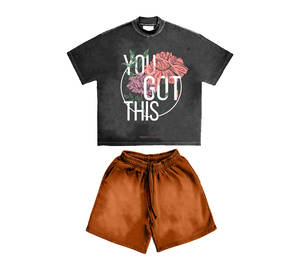 Conjunto de camisetas y pantalones cortos a la moda para hombre, conjunto de camisetas y pantalones cortos de colores a juego, conjunto de verano - Product Image 1