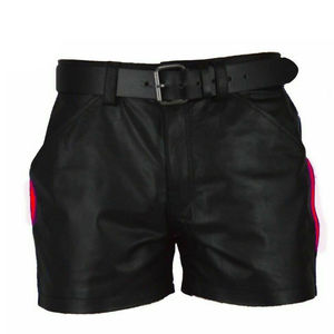 Shorts en cuir pour hommes personnalisés 2025, en cuir véritable noir, coupe ajustée, haute qualité, disponibles dans toutes les tailles et couleurs - Product Image 5
