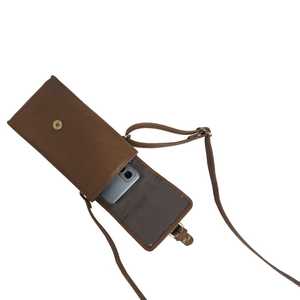 Bolso cruzado de teléfono de cuero genuino curtido vegetal pulido Premium con acabado italiano estilo Vintage borla superior indio geométrico - Product Image 3
