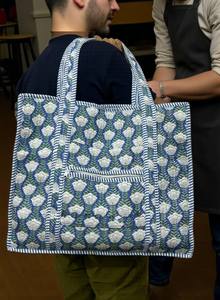 <b>Large</b> Cotton Quilted Zipper Tote <b>Bag</b> Travel Hand <b>Bag</b> For <b>Women</b> Shopping Tote <b>Bags</b> Handmade <b>Weekender</b> Overnight <b>Bags</b> Beach <b>Bag</b> - Product Image 6