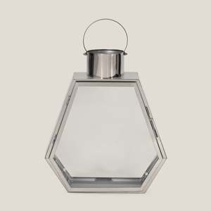 Bougeoirs lanterne en acier inoxydable argenté personnalisés de qualité supérieure meilleur vendeur en ligne verre à bas prix pour la table de fête - Product Image 3