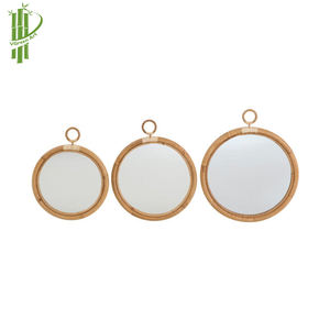 กระจกหวายติดผนังทำมือ หลายขนาด สีธรรมชาติ รูปทรงกลม จากโรงงานในเวียดนาม - Product Image 4