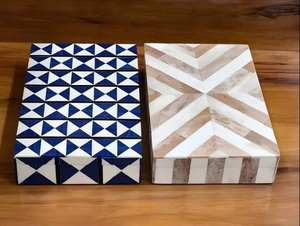Artisanat indien MDF Boîte à bijoux de luxe Incrustation d'os Poli Real Touch Couleur naturelle Nautique Love Style Home Decoration Inc - Product Image 4
