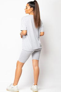 T-shirts et shorts 2 pièces pour femmes-Ensemble de shorts en coton éponge à manches courtes pour femmes - Product Image 4