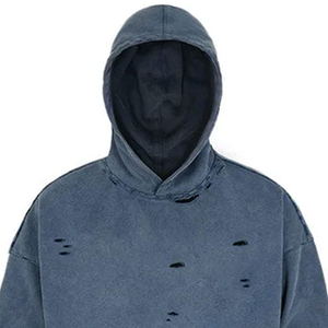Sudaderas con capucha desgastadas mezcladas de algodón básicas transpirables personalizadas para hombre, ropa de calle de algodón de alta calidad, sudaderas con capucha desgastadas para hombre - Product Image 6
