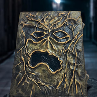 Carnet Necronomicon en Cuir Fait Main, Grimoire Imprimé Evil Dead, Décoration Monstre, Accessoire de Film d'Horreur, Journal Vierge avec Serrure C-Lock, Cadeau
