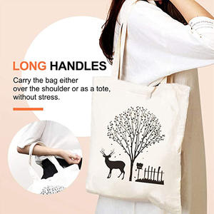 Bolsa de lona de algodón ecológica de diseño personalizado, bolsa de compras reciclada promocional abierta con logotipo impreso personalizado - Product Image 4