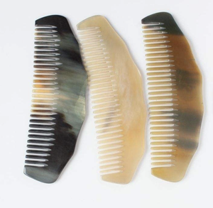 Nuevo peine de cuerno de búfalo de flor pulida con cerdas de color natural, peine de bolsillo y cepillo para Barba - Product Image 3