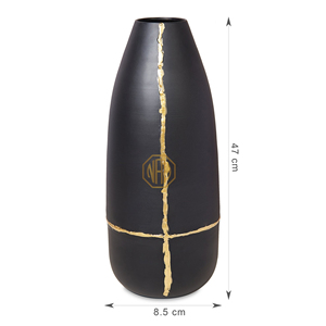 Mezzo Vase en métal noir 46 cm Table décorative Pot de fleur Accent contemporain pour la maison salon hôtel événement exportation de gros - Product Image 5