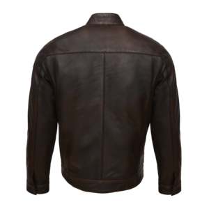 Autumn Vintage Genuine Sheep Skin Leather <b>Jacket</b> SF002 Stand Collar with Zippered Closure <b>Reversible</b> Design-Coffee - Product Image 3