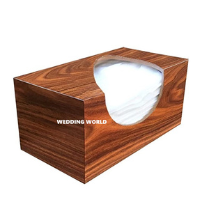 Boîte à mouchoirs en bois de forme carrée classique élégant porte-serviettes fait main Top vente articles de mariage nouvelle boîte à mouchoirs en bois en gros - Product Image 3