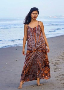 Vestido Maxi Boho Tie-Dye con Bolsillos Correa de Cuerda Racerback de Bambú - Product Image 3